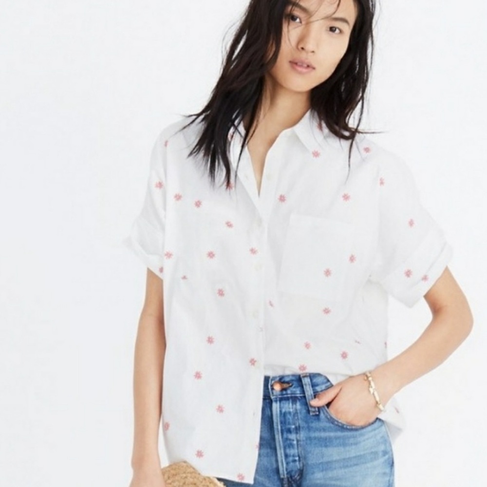 Madewell Embroidered Daisy Courier Shirt